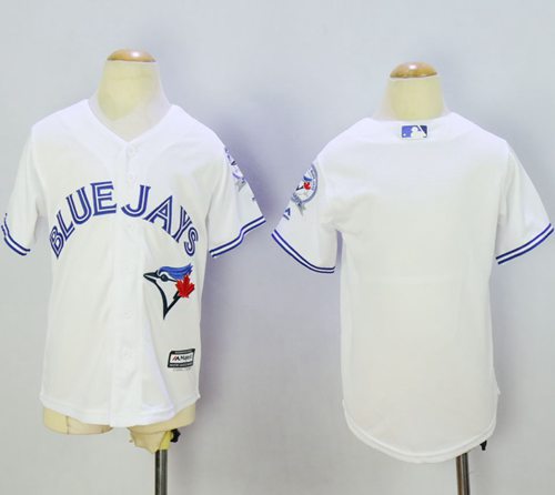 Blue Jays Blank White Cool Base Stitched Youth MLB Jersey - Click Image to Close